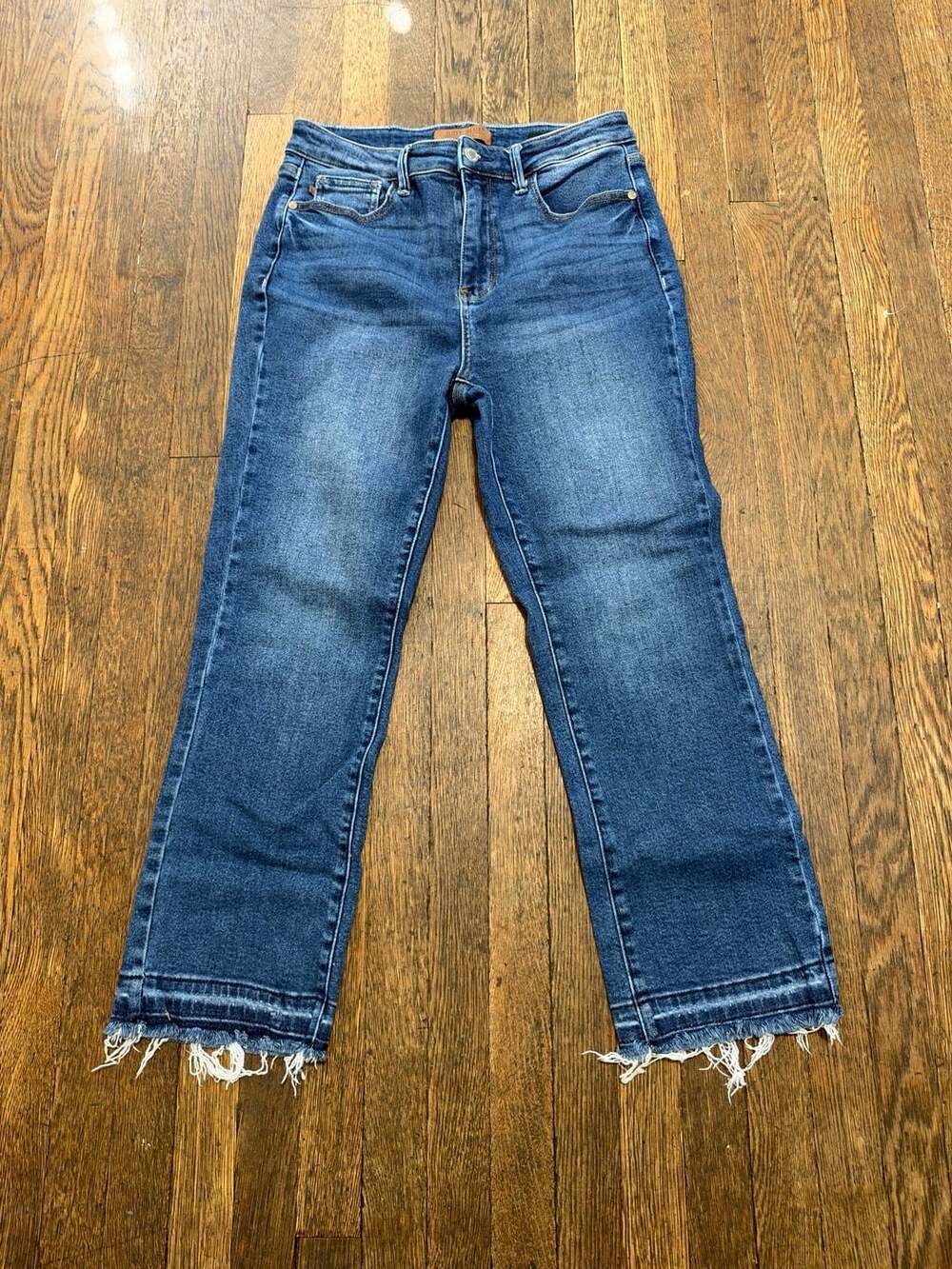 Judy Blue Kick Flare Jeans Size 9/29 Blue Denim Frayed Hem